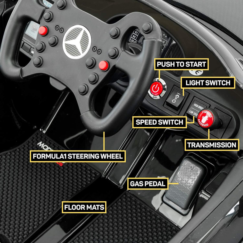 2023 Mercedes GT AMG 12V Battery Powered Motorized Ride on Toy Car with  in LCD TV, LED Lights, Leather Seat