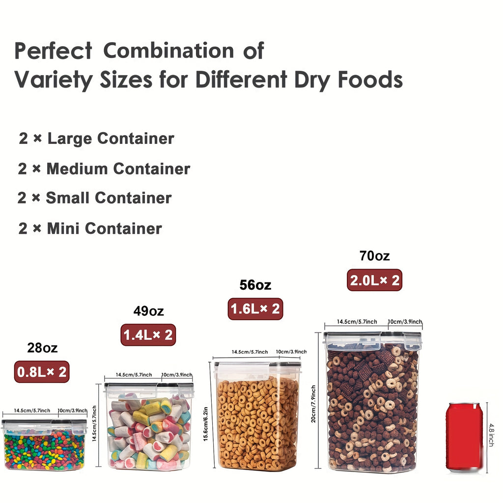 4/8/10pcs Airtight Food StoraContainers Set With Lids,BPA Plastic Kitchen And Pantry Organization Canisters For Cereal Flour,Sugar,with Labels