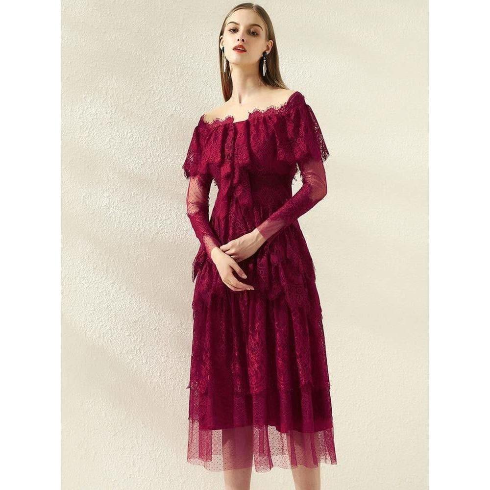 mesh ruffle dresses