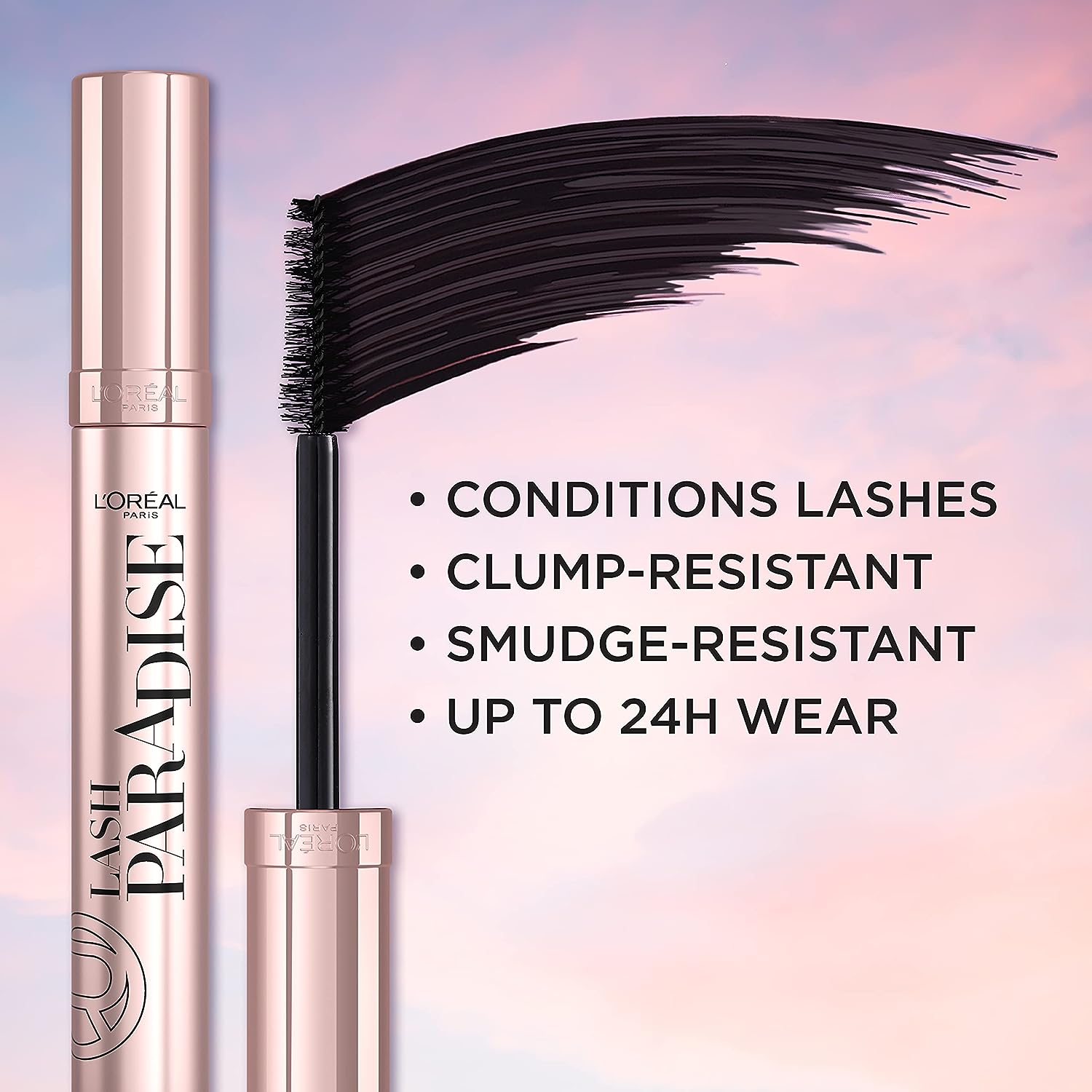 L’Oréal Paris Voluminous Makeup Lash Paradise Mascara, Voluptuous Volume, Intense Length, Feathery Soft Full Lashes, No Flaking, No Smudging, No Clumping, Mystic Black, 0.25 Fl Oz (Pack of 2)