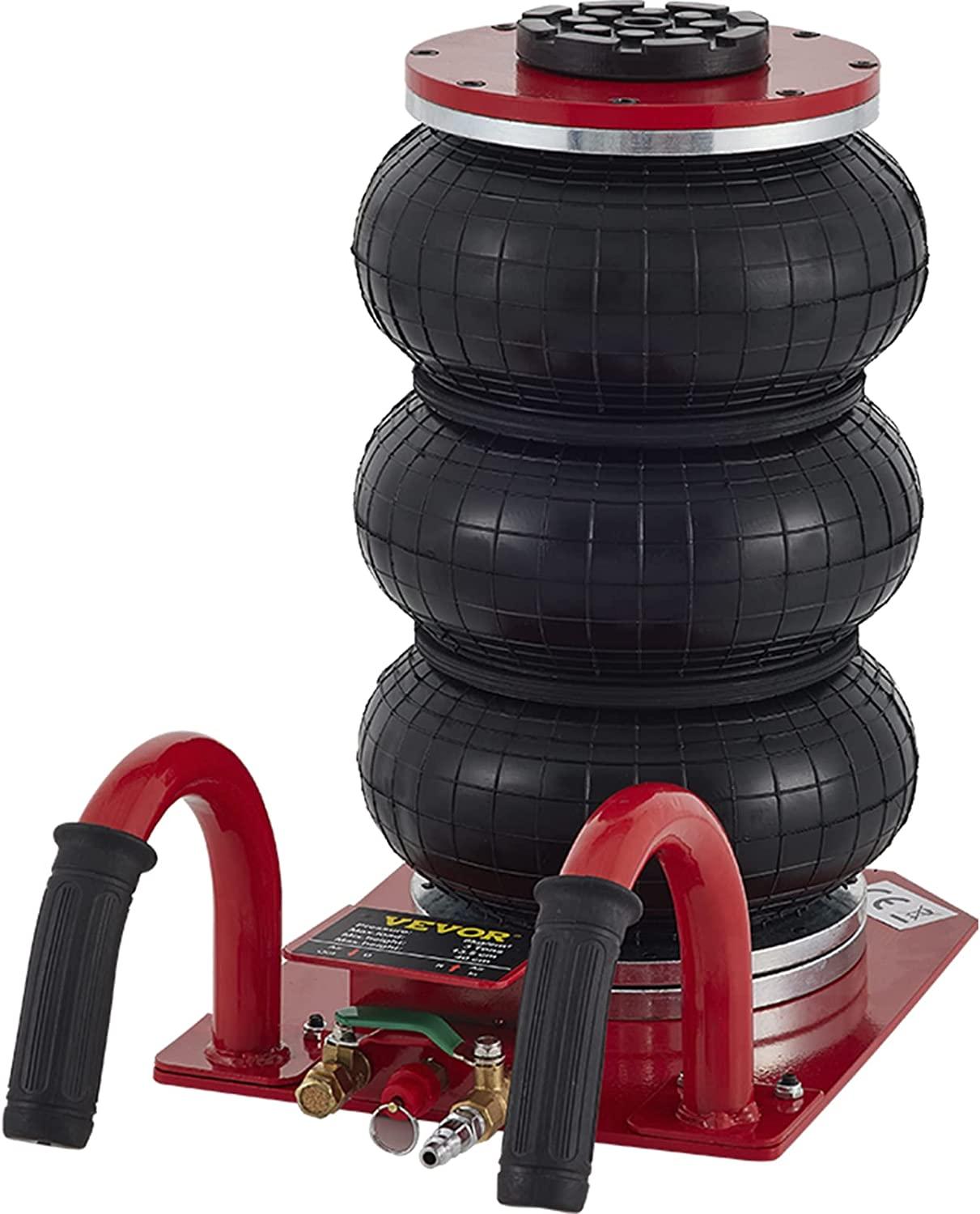Mophorn Triple Bag Air Jack, 3 Ton (6600 lbs) Capacity, Portable Pneumatic Car Jacks, Fast Lifting up to 16 Inch Height, Heavy Duty &  Lifting for GaraCar Repair, Red