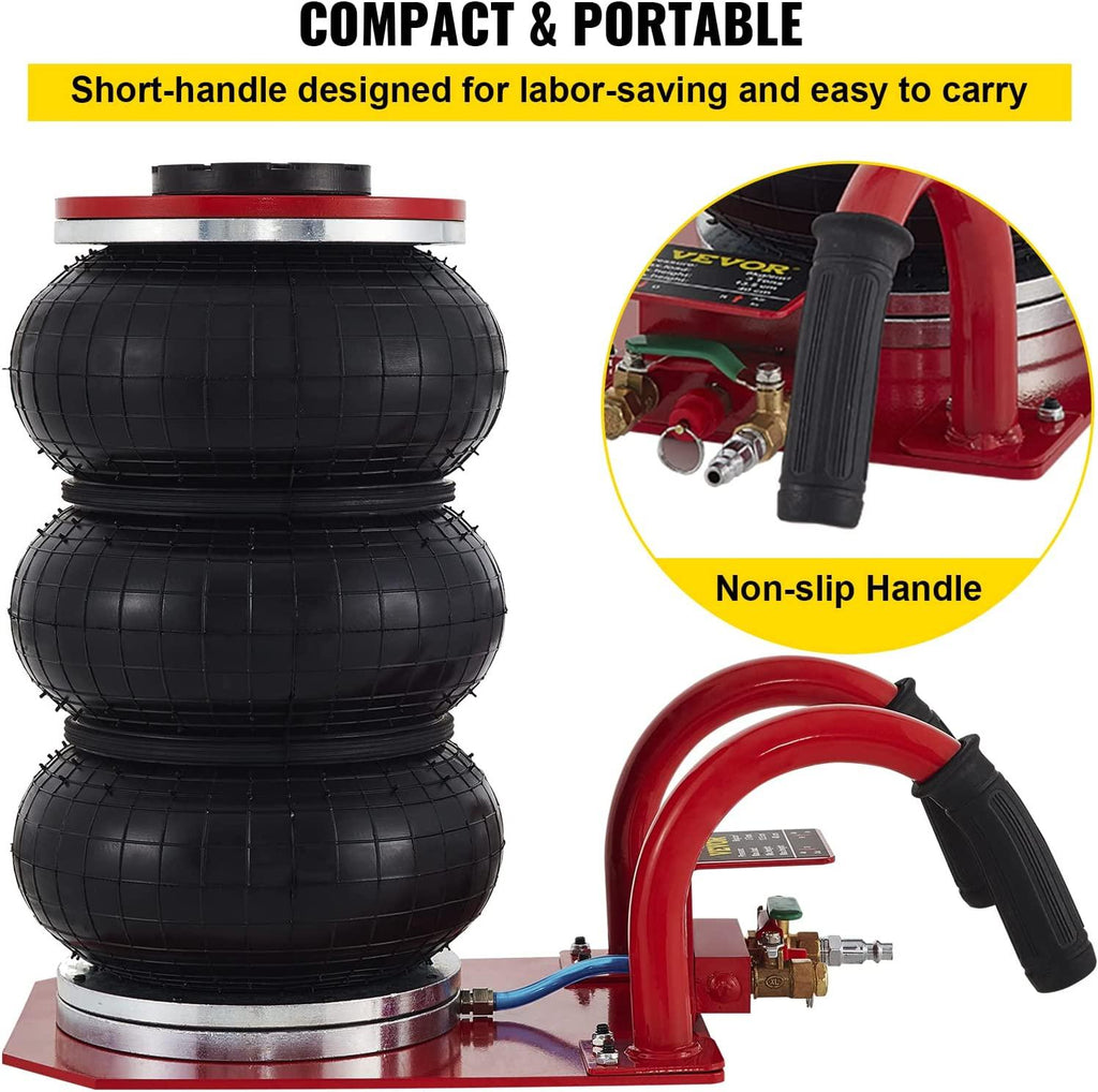 Mophorn Triple Bag Air Jack, 3 Ton (6600 lbs) Capacity, Portable Pneumatic Car Jacks, Fast Lifting up to 16 Inch Height, Heavy Duty &  Lifting for GaraCar Repair, Red