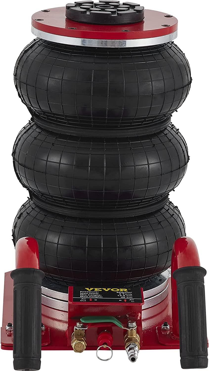 Mophorn Triple Bag Air Jack, 3 Ton (6600 lbs) Capacity, Portable Pneumatic Car Jacks, Fast Lifting up to 16 Inch Height, Heavy Duty &  Lifting for GaraCar Repair, Red