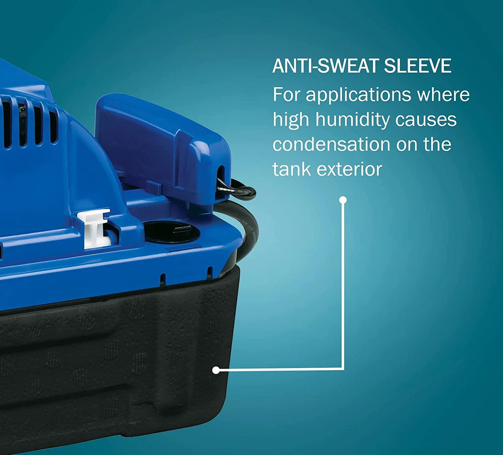 Little Giant VCMX-20ULS-C 115 Volt, 84 GPH, 1/30 HP, Automatic Condensate Removal Pump, 6-Ft. Power Cord, Safety Switch, Anti-Sweat Sleeve, Blue, 554542