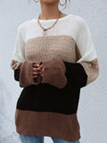 Fashion Color Matching Striped Round Neck Loose Pullover