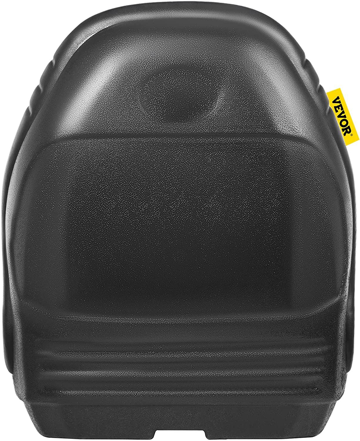 Universal Lawn Tractor Seat Replacement, Compact High Back Mower Seat, Black Vinyl Forklift Seat, Central Drain Hole Skid Steer Seat with Mounting Bolt Patterns of 8" x 11.5" & 11.25" x 11.5"