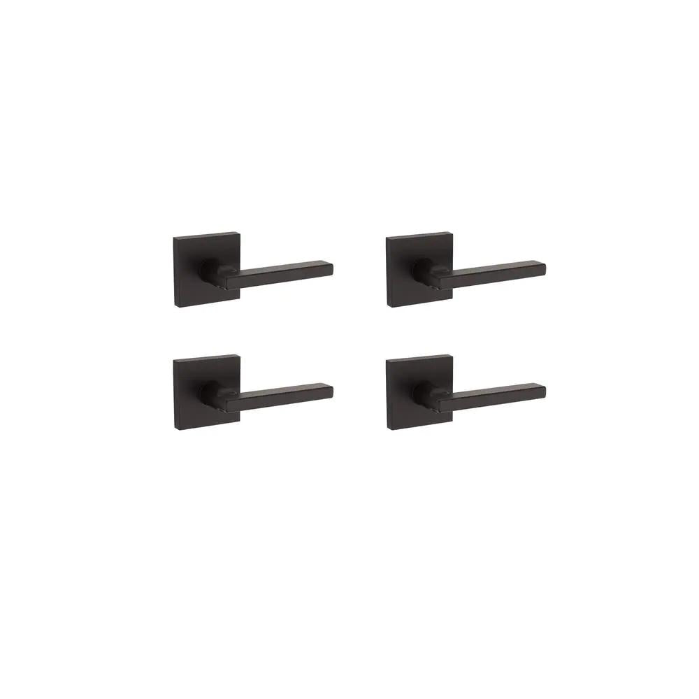 Halifax Square Matte Black PassaHall/Closet Door Lever (4-Pack)
