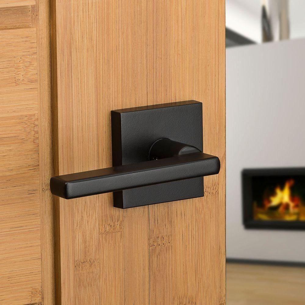 Halifax Square Matte Black PassaHall/Closet Door Lever (4-Pack)