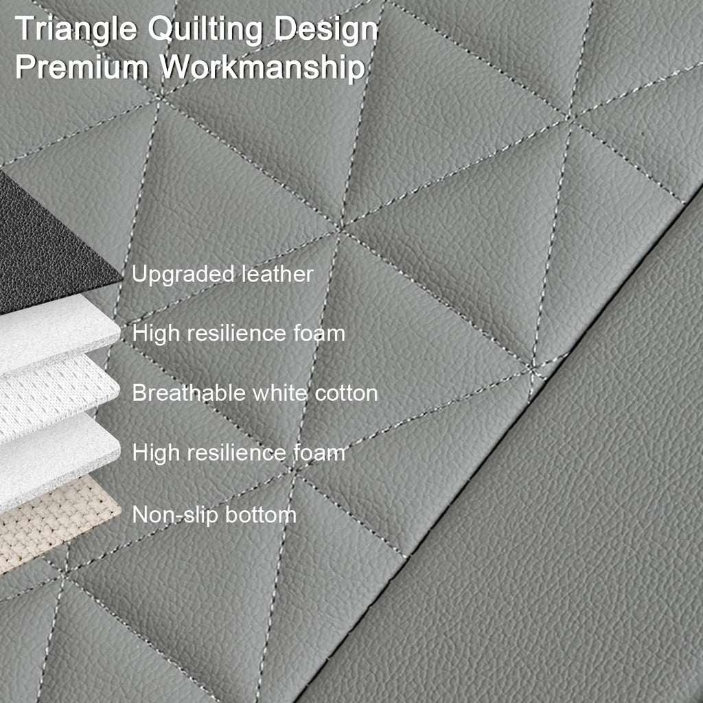 Black Panther Luxury Faux Leather Car Seat Cover Front Bottom Seat Cushion Cover, Anti-Slip and Wrap Around The Bottom, Fits 95% of Vehicles - 1 Piece,Grey