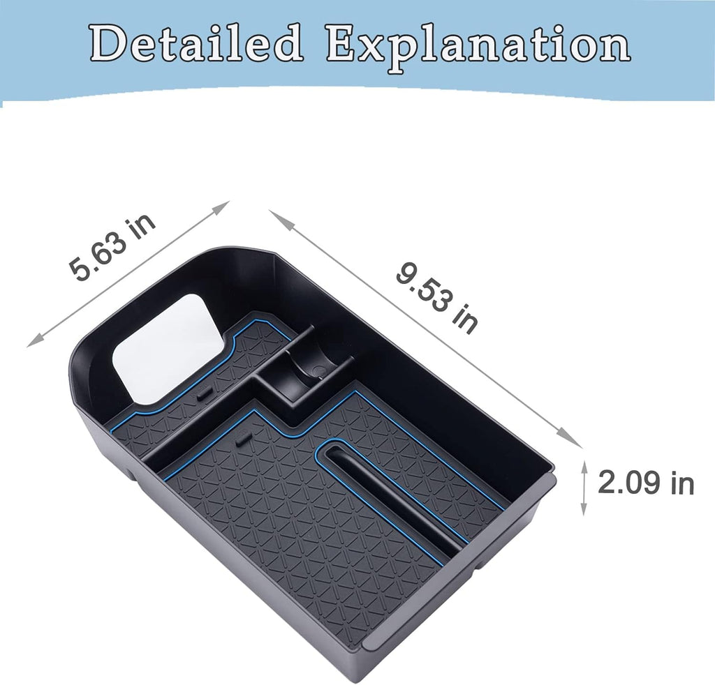JDMCAR Center Console Tray Organizer Compatible with Toyota RAV4 Accessories 2023 2023 2023 2023 2019, and 2021-2023 RAV4 Prime Armrest Insert Container ABS Material Secondary Storage Box-Blue