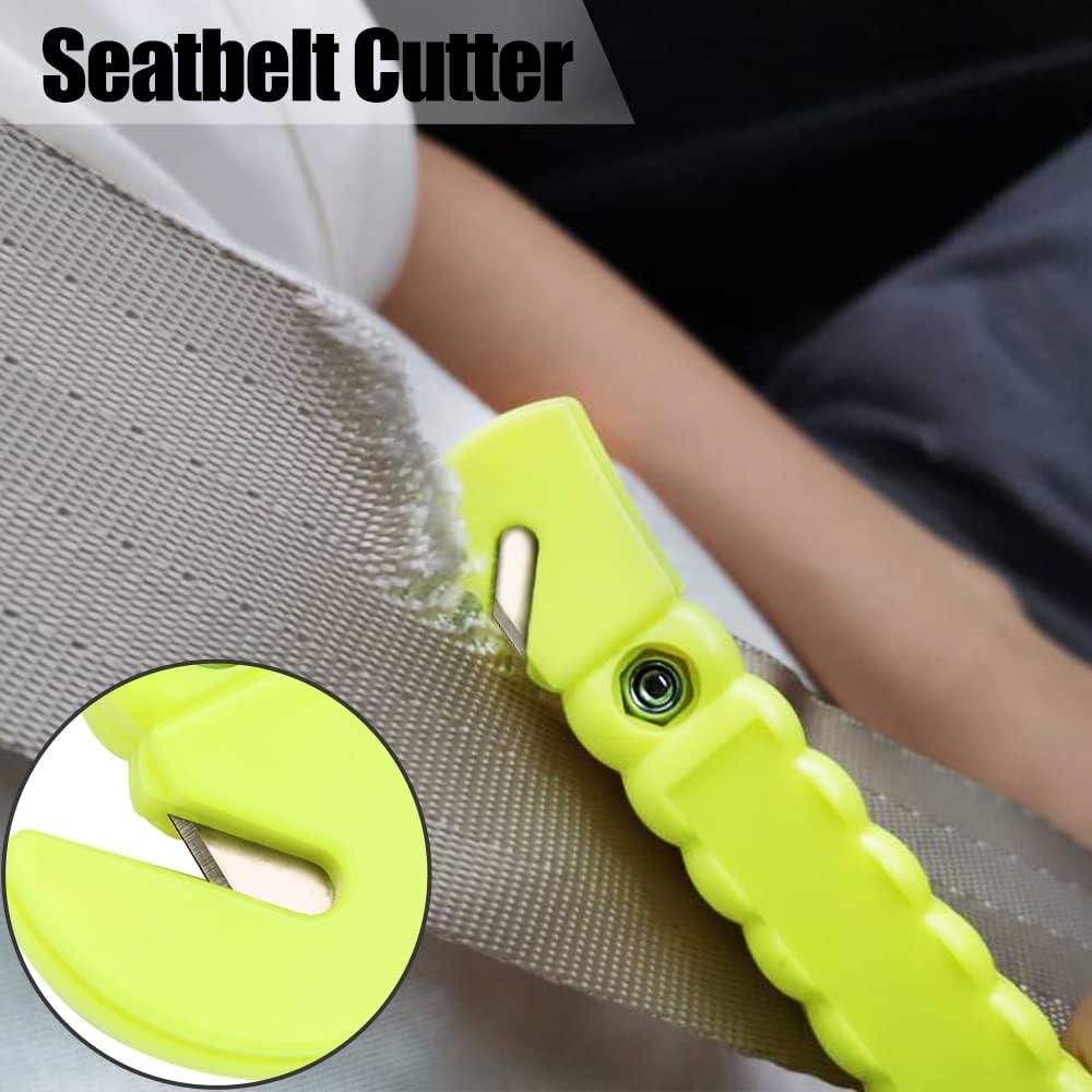 SINSEN Car Safety Hammer, Window Glass Hammer Breaker and Seatbelt Cutter, Emergency Automotive Escape Tool, 2-in-1 for Family Rescue, Glow in Dark, Set of 2 (S-02)