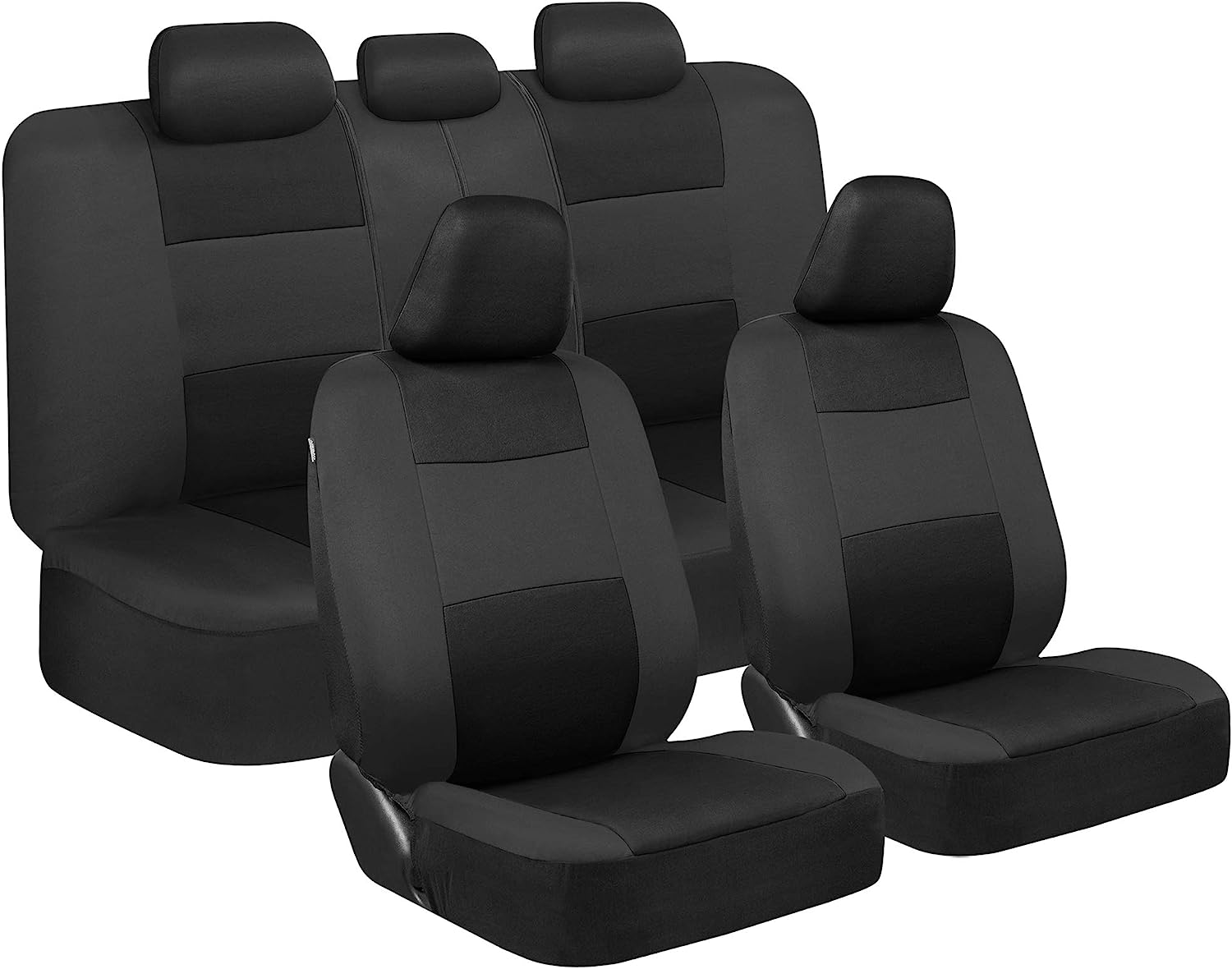 BDK PolyPro Car Seat Covers Full Set in Reverse Charcoal – Front and Rear Split Bench Seat Covers for Cars, Easy to Install Car Seat Cover Set, Car Accessories for Auto Trucks Van SUV