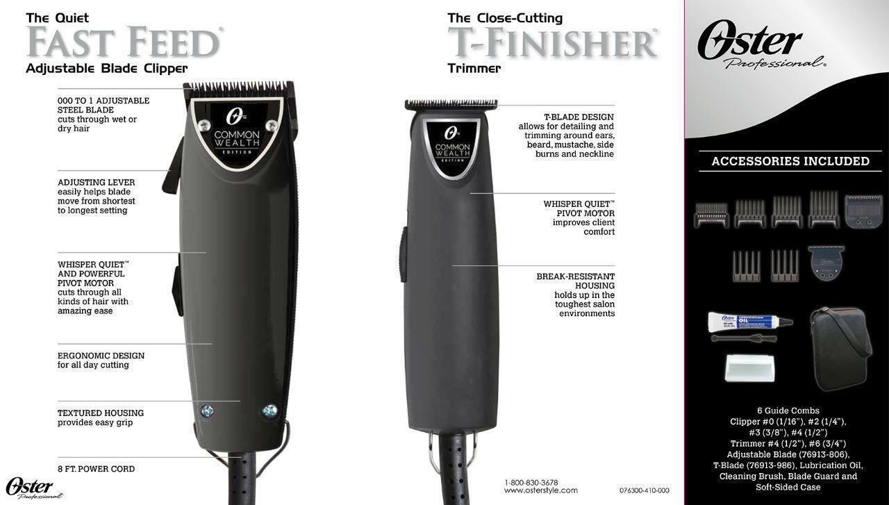 Oster Common Wealth Combo Fast Feed Clipper and T Finisher Trimmer 12i3