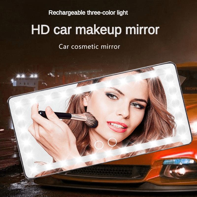 Rechargeable LED Car Makeup Mirror - Sun Visor Mirror With Fill Light For Beauty On-the-Go!