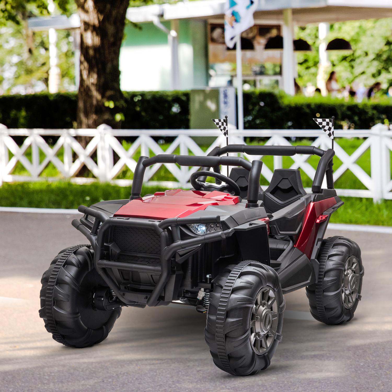 Aosom 12V 2-Seater Kids Electric Ride-On Car Off-Road UTV Truck Toy with Parental Remote Control &amp; 4 Motors, Camo Red