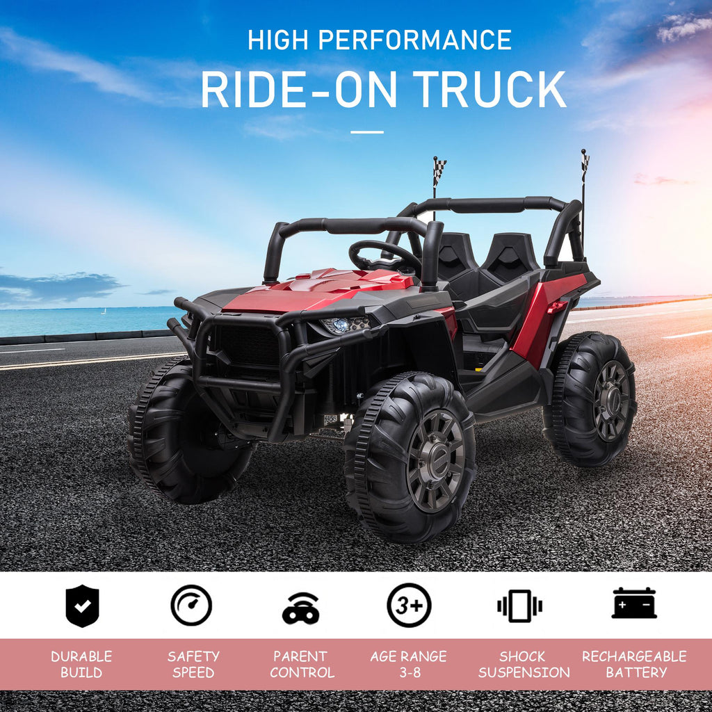 Aosom 12V 2-Seater Kids Electric Ride-On Car Off-Road UTV Truck Toy with Parental Remote Control &amp; 4 Motors, Camo Red