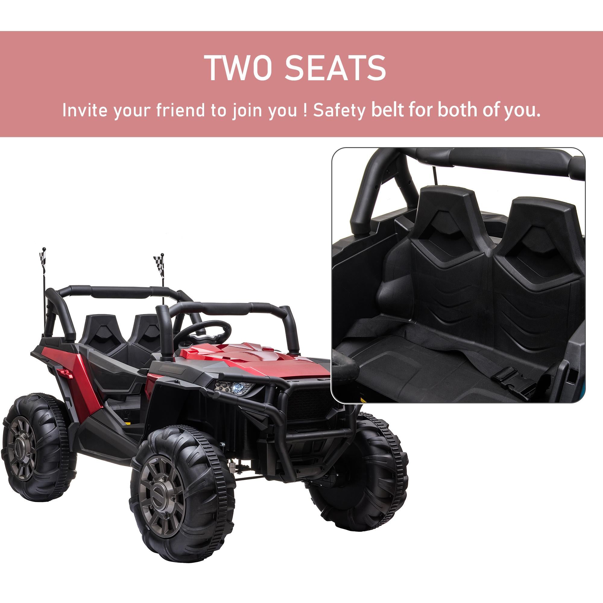 Aosom 12V 2-Seater Kids Electric Ride-On Car Off-Road UTV Truck Toy with Parental Remote Control &amp; 4 Motors, Camo Red