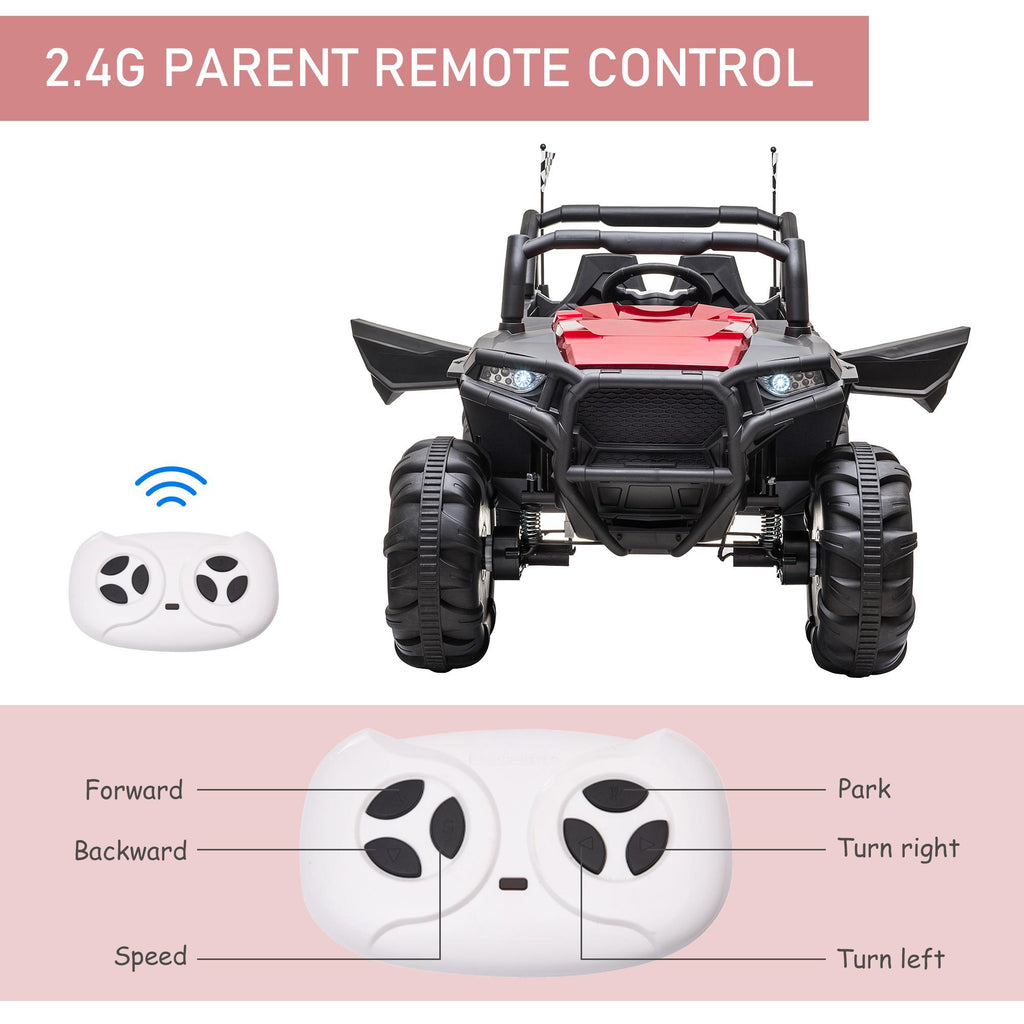 Aosom 12V 2-Seater Kids Electric Ride-On Car Off-Road UTV Truck Toy with Parental Remote Control &amp; 4 Motors, Camo Red