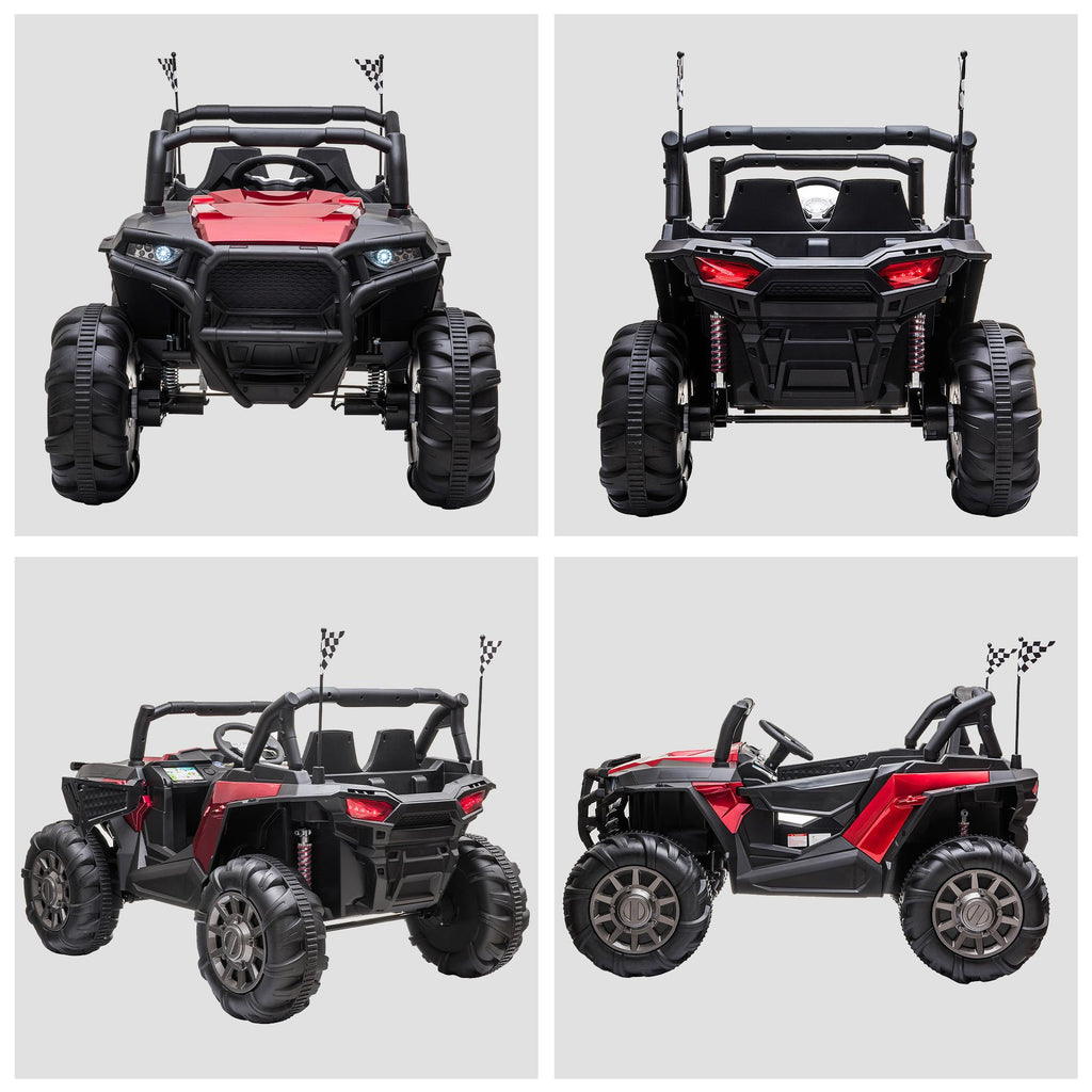 Aosom 12V 2-Seater Kids Electric Ride-On Car Off-Road UTV Truck Toy with Parental Remote Control &amp; 4 Motors, Camo Red
