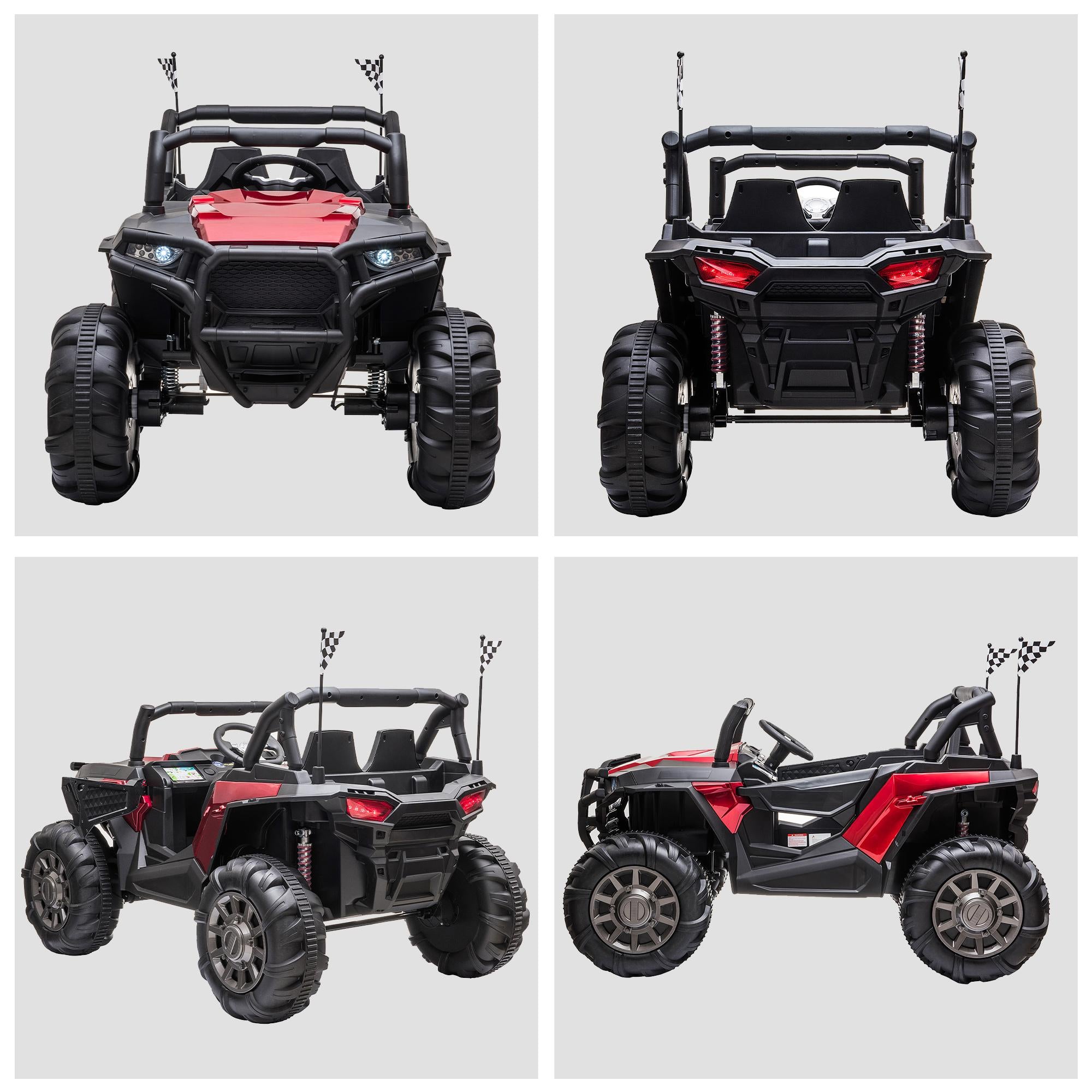 Aosom 12V 2-Seater Kids Electric Ride-On Car Off-Road UTV Truck Toy with Parental Remote Control &amp; 4 Motors, Camo Red