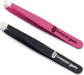 Tweezer Guru Tweezers for Eyebrows - 2 Pack Slant Tip Professional Stainless Steel Eyebrow Tweezers for Women &amp; Men - Great Precision on Brow, Facial Hair &amp; Ingrown Hair (Classic Pink and Black)