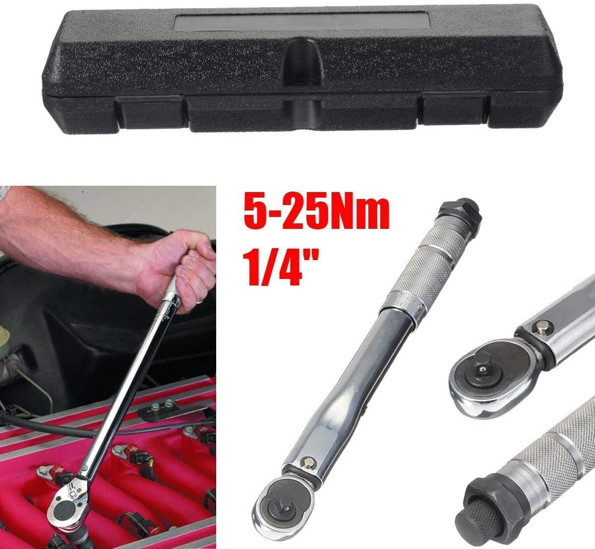 Singlin58 Tool DIY Tools, 1/4 5-25NM Torque Wrench Adjustable Torque Wrench Hand Spanner for Repairing Tool Bike