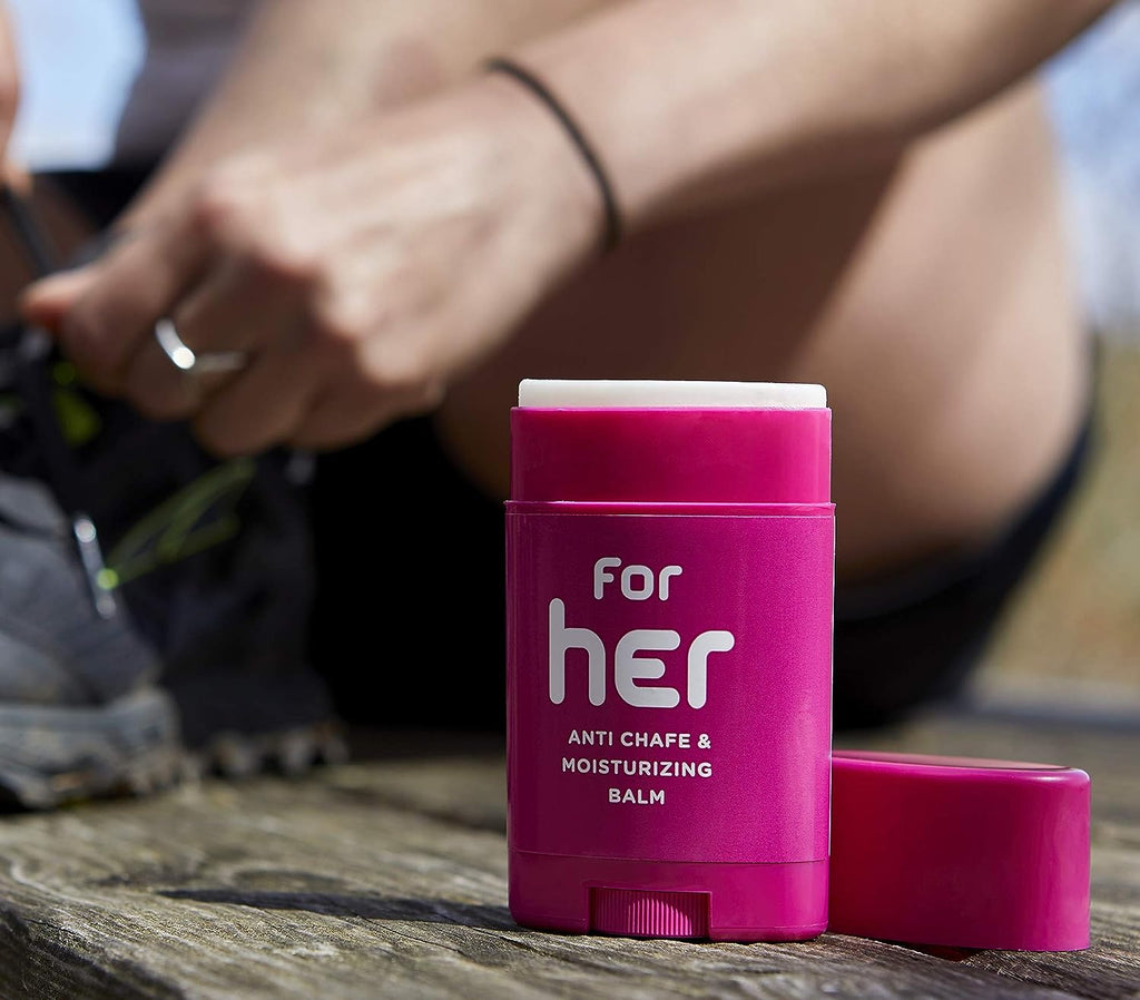 Body Glide For Her Anti Chafe Balm1.5oz: anti chafing stick with added emollients. Prevent rubbing leading to chafing, raw skin, and irritation. Use for arm, chest, bra, butt, groin, and thigh chafing