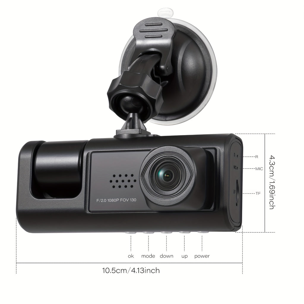 3 Camera Lens Car DVR 3-Channel Dash Cam HD 1080P Dash Camera Dual Lens Dashcam Video Recorder Black Box Car ParMonitoring Insede IR Night Vision