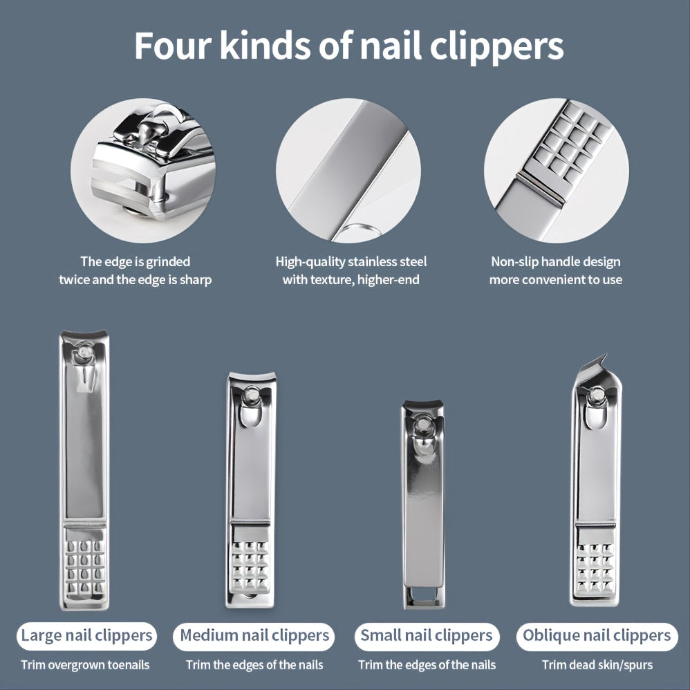 Nail Clipper Set 11/26pcs Set Manicure Set  Anti Splash Fingernail Cutter  Steel Nail Scissor Cuticle Tools