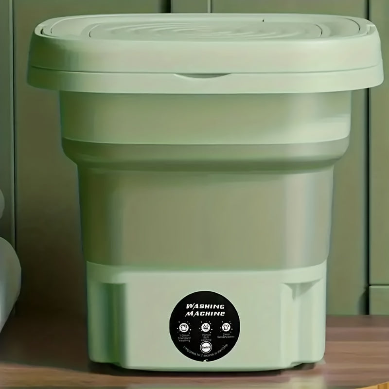 1pc Portable Mini Washing Machine Collapsible Bucket, 8L/3 Modes Effective Steri-lizing Washer With Drain Basket , Underwear Suitable For RV, Travel