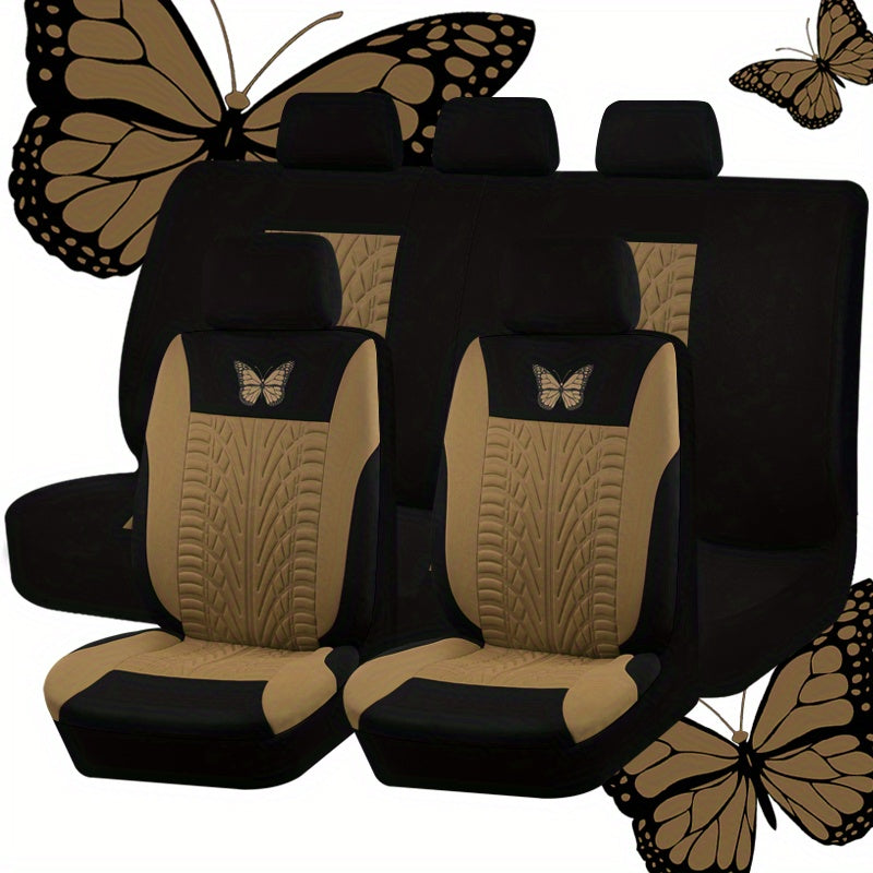Upgrade Your Car Interior with a Universal Butterfly Pattern Tire Shape Auto Seat Cover Set - Airbag Safe &amp; Perfect for Trucks, Vans &amp; SUVs!