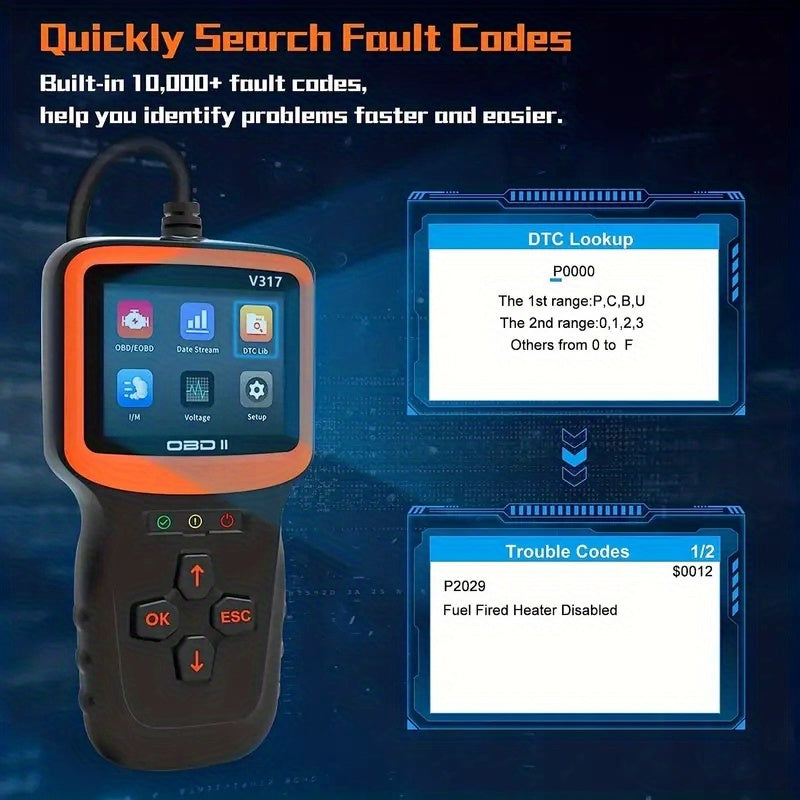 OBD2 Scanner Professional Auto Engine System Diagnostic Tool Lifetime Automotive DTC Lookup Code Reader Car Diagnostic Tool