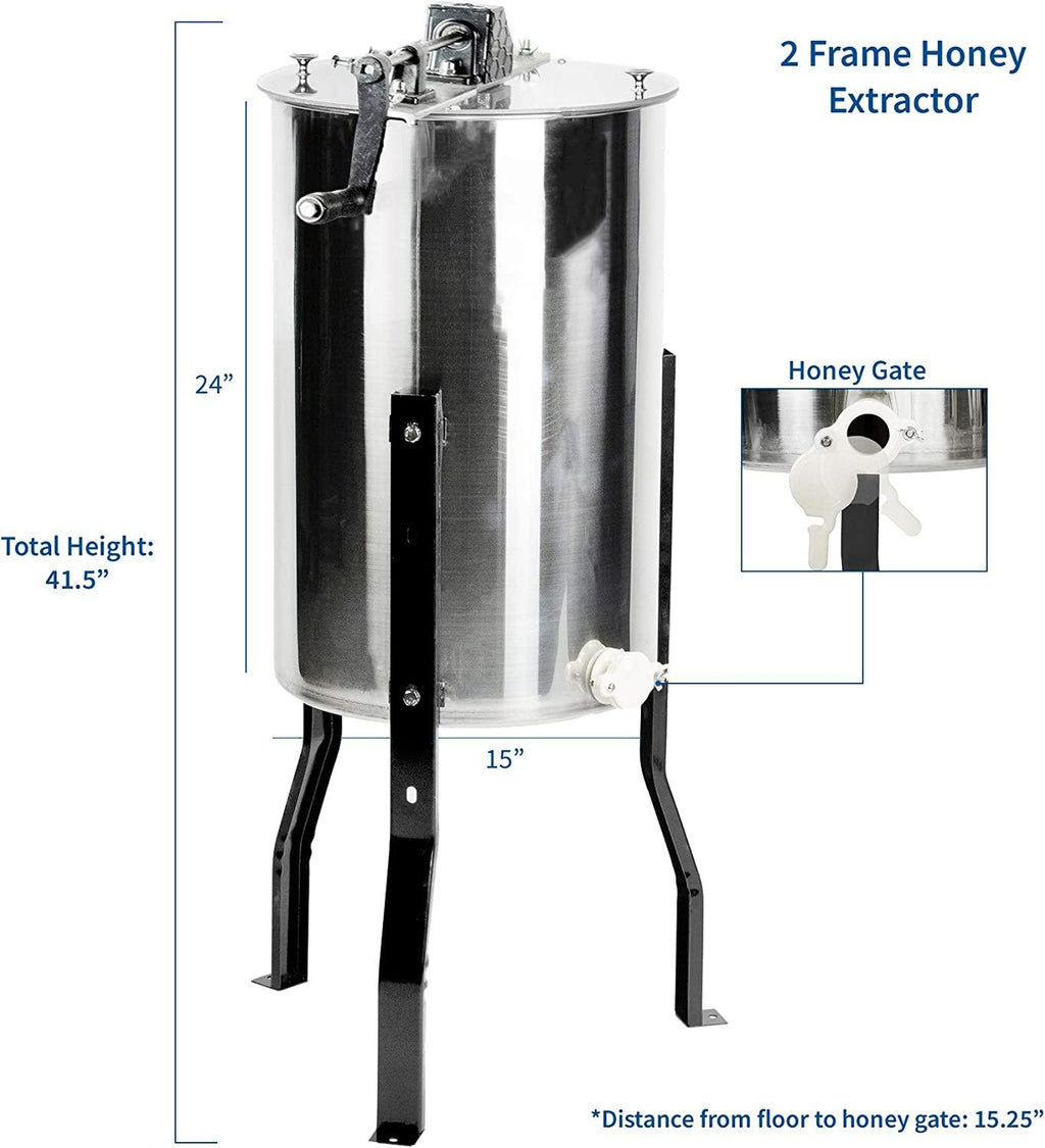 VIVO Honey Extractor 2 Frame  Steel SS Honeycomb Manual Crank Spinner BEE-V002