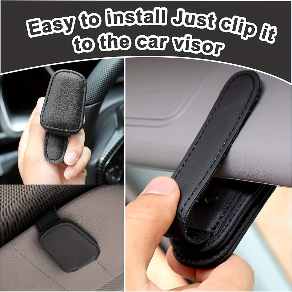 1pc Magnetic PU Leather Car Visor Sunglasses Holder, Sunglasses Holders For Car, Sunglasses Clip For Car Visor, Car Interior Visor Accessories