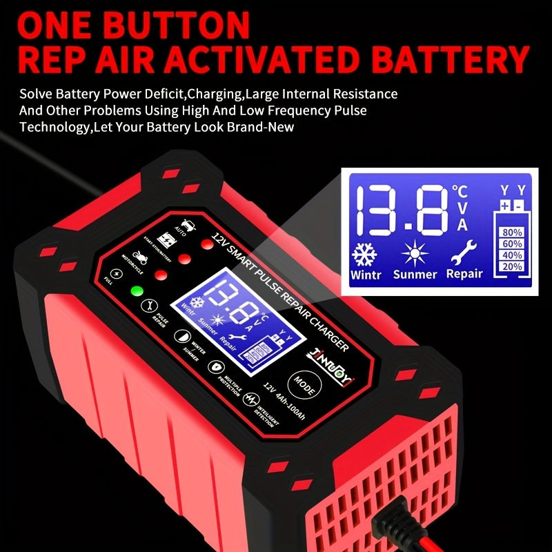 12V/6A Full Automatic Car Battery Charger Pulse Repair Charger For Car Truck Motorcycle Lawn Mower AGM/Gel Lead Acid Battery