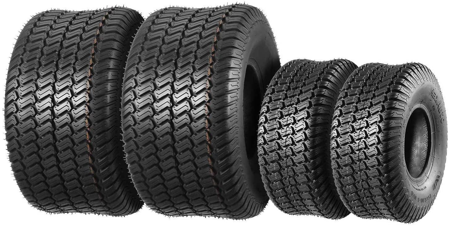 Set of 4 Lawn Mower Turf Tires 15x6-6 Front & 20x10-8 Rear,4PR,Tubeless