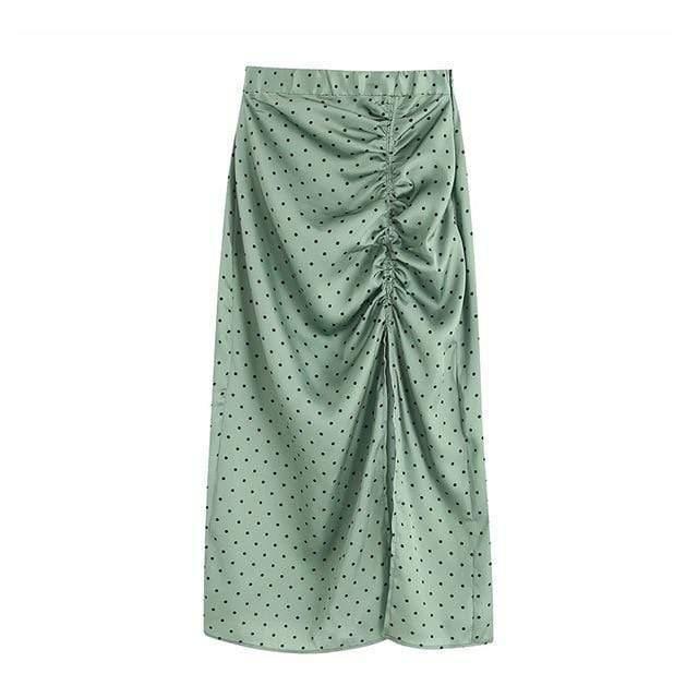 vintage elegant polka dot midi skirt