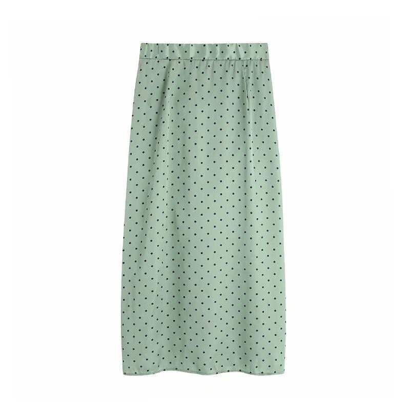vintage elegant polka dot midi skirt
