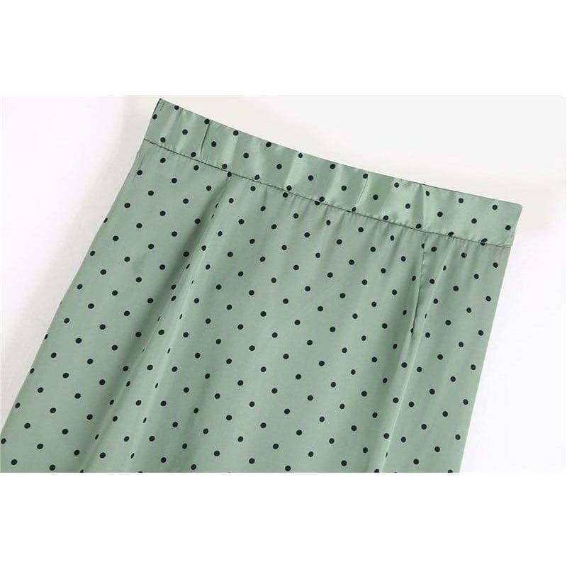 vintage elegant polka dot midi skirt