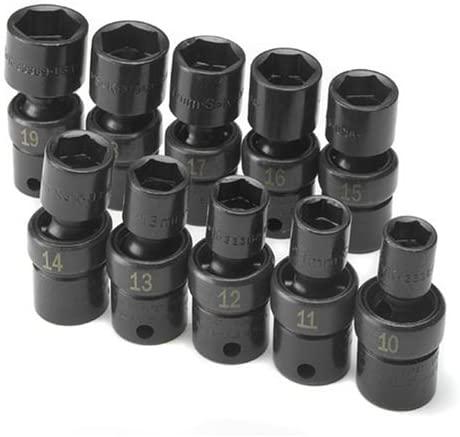 10 Piece 3/8" Drive 6 Point Swivel Metric Impact Socket Set