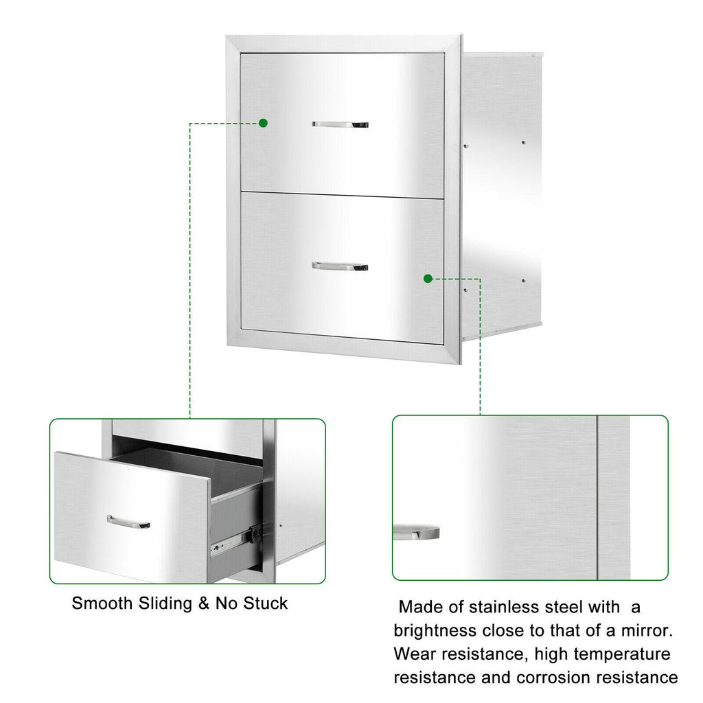18"x 20"  Steel -in Barbecue Outdoor Kitchen Double Drawer Unit