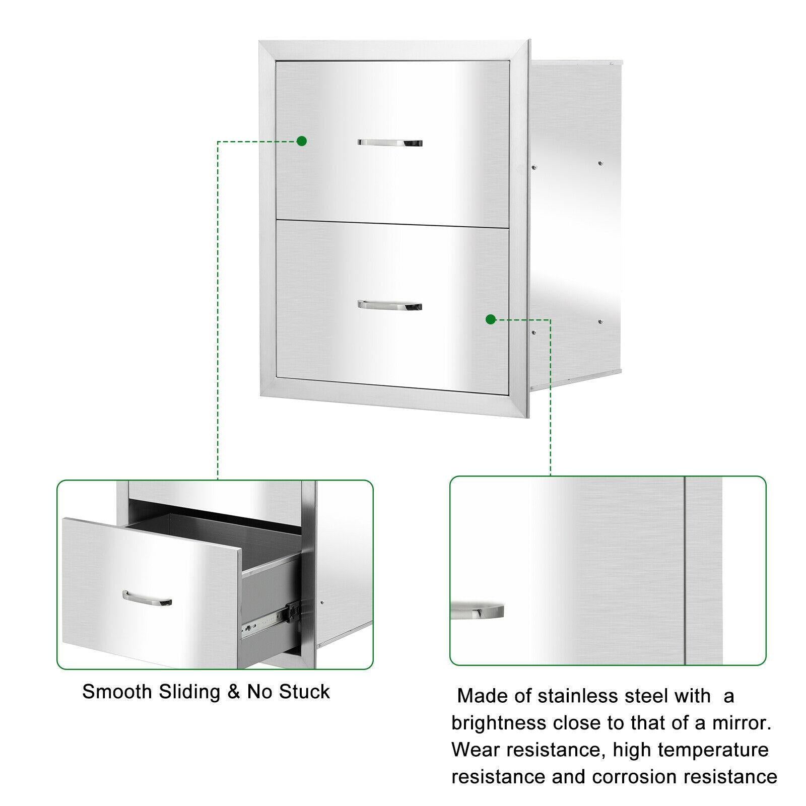 18"x 20"  Steel -in Barbecue Outdoor Kitchen Double Drawer Unit