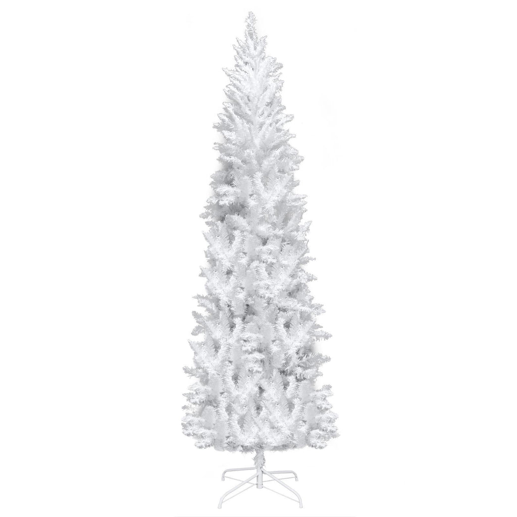 EasingRoom 7.5 FT White Artificial Christmas Tree Slim Skinny Tree with Pre-Lit Lights 1050 Tips White