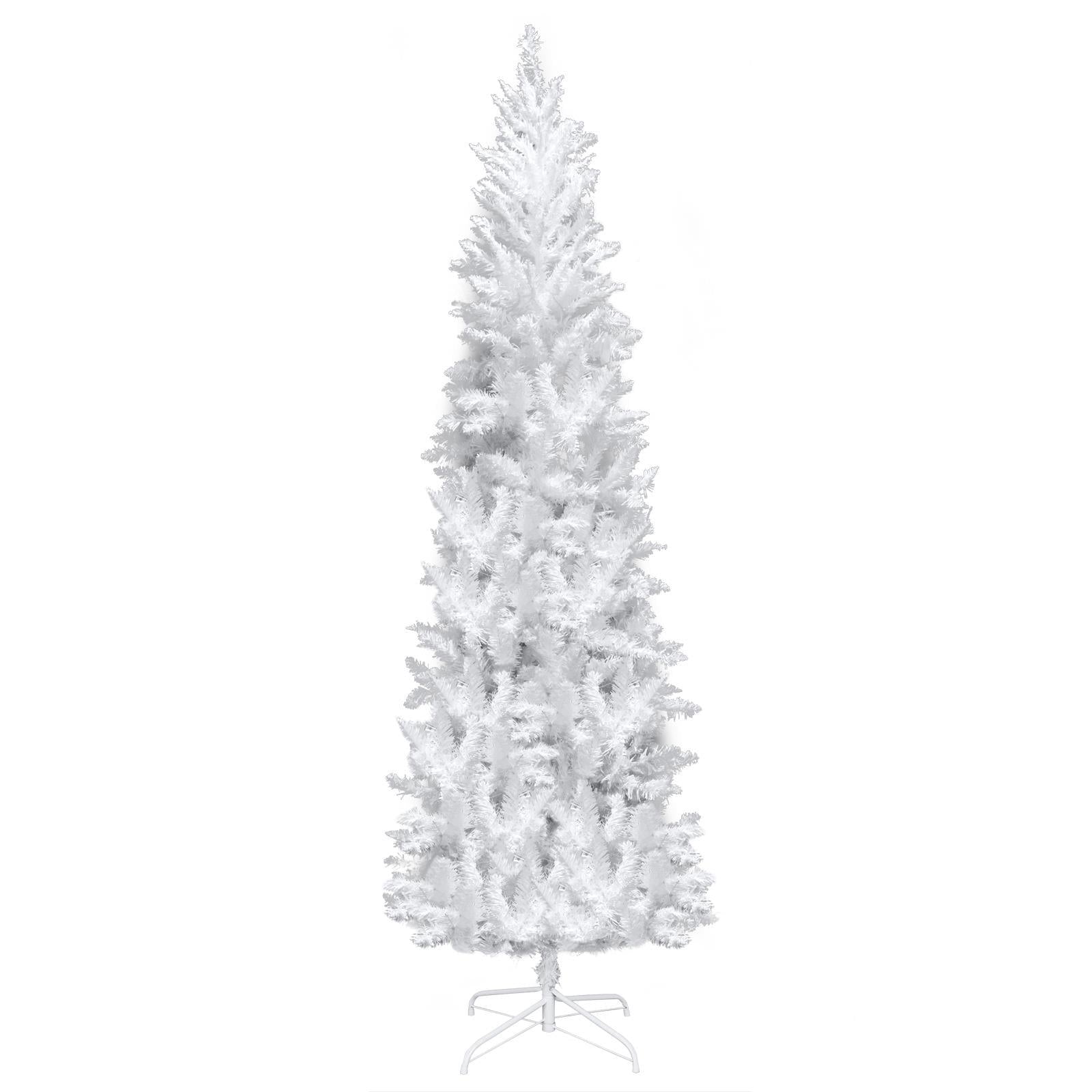 EasingRoom 7.5 FT White Artificial Christmas Tree Slim Skinny Tree with Pre-Lit Lights 1050 Tips White