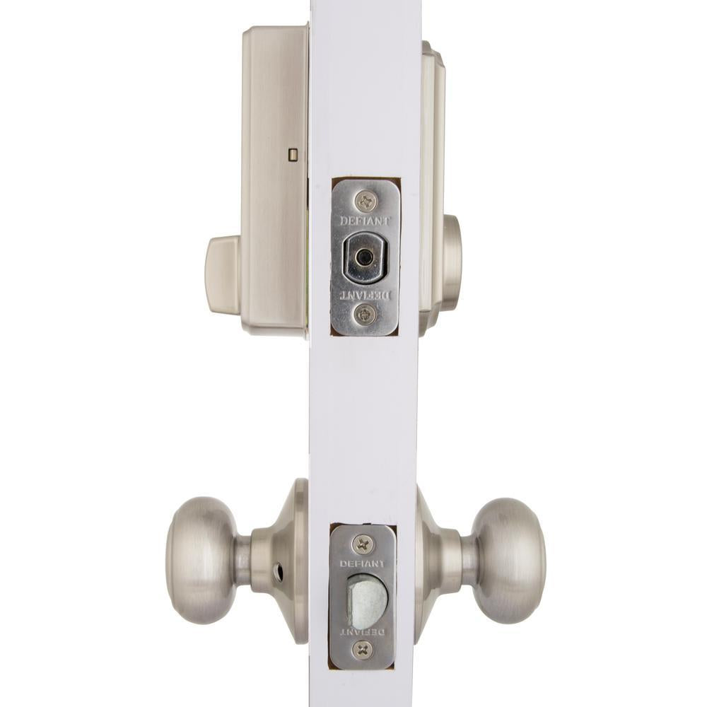 Castle Satin Nickel Electronic Touchpad Single Cylinder Deadbolt with Hartford Knob Combo Pack