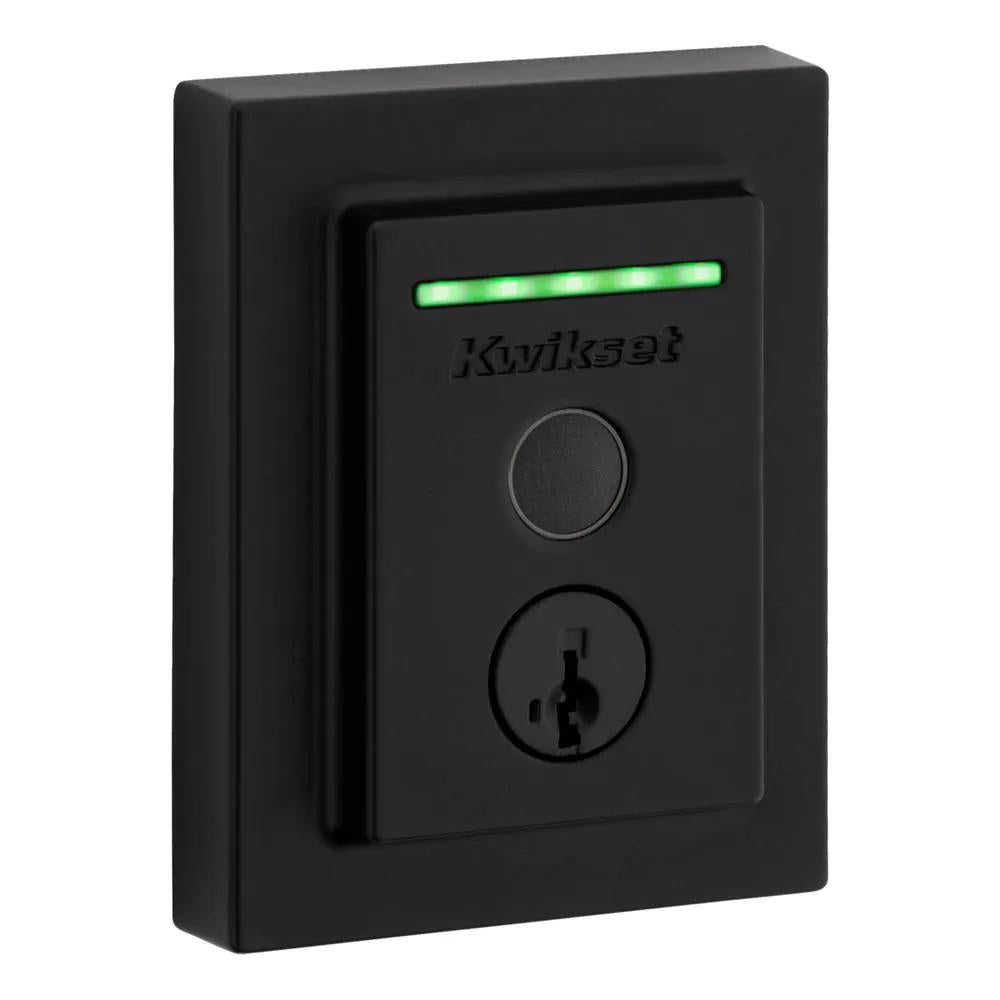 Halo Touch Matte Black Contemporary Fingerprint Wi-Fi Electronic Smart Lock Deadbolt Featuring SmartKey Security