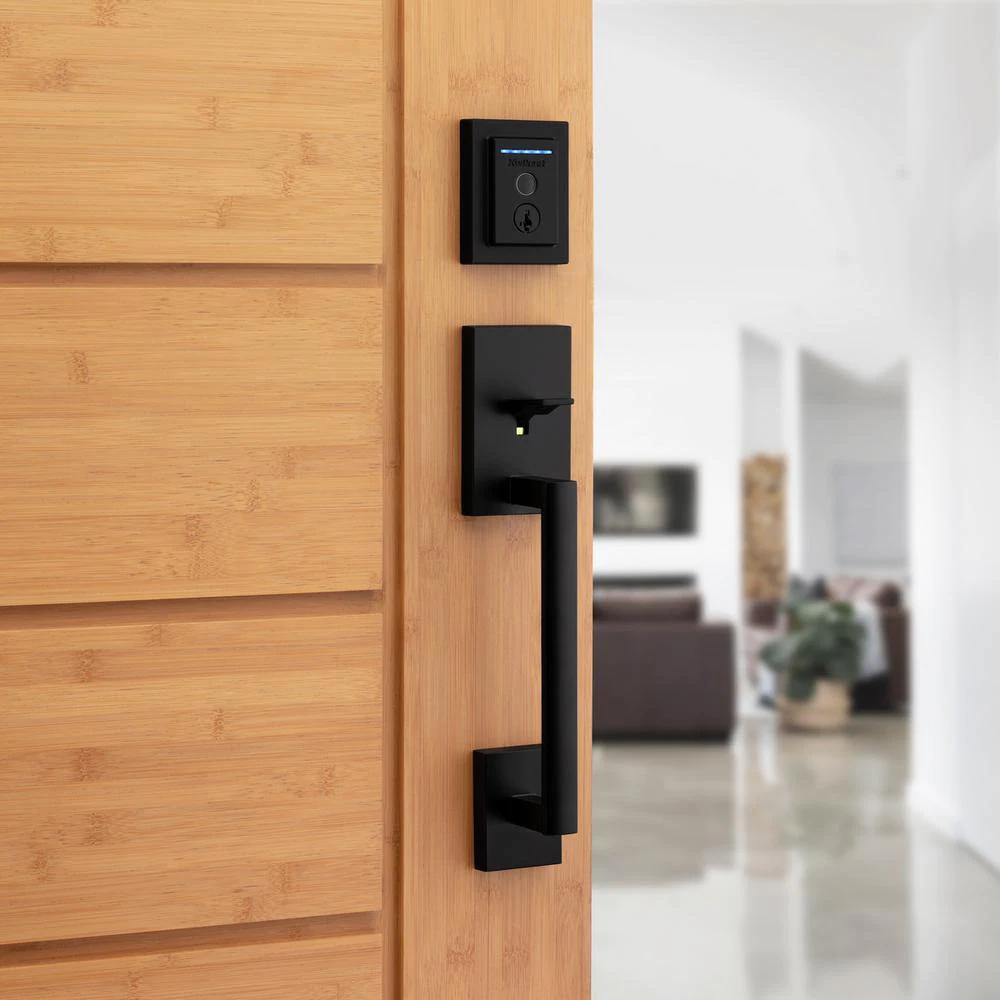 Halo Touch Matte Black Contemporary Fingerprint Wi-Fi Electronic Smart Lock Deadbolt Featuring SmartKey Security