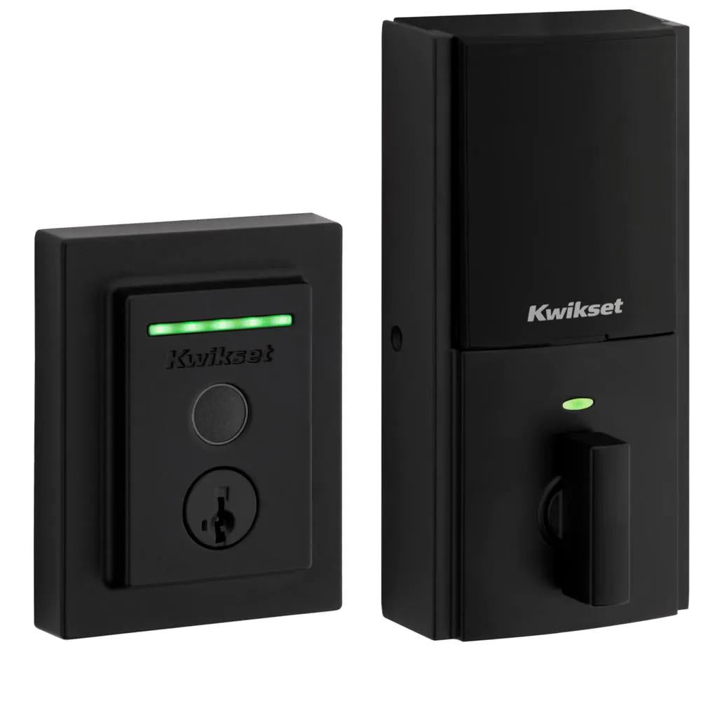 Halo Touch Matte Black Contemporary Fingerprint Wi-Fi Electronic Smart Lock Deadbolt Featuring SmartKey Security
