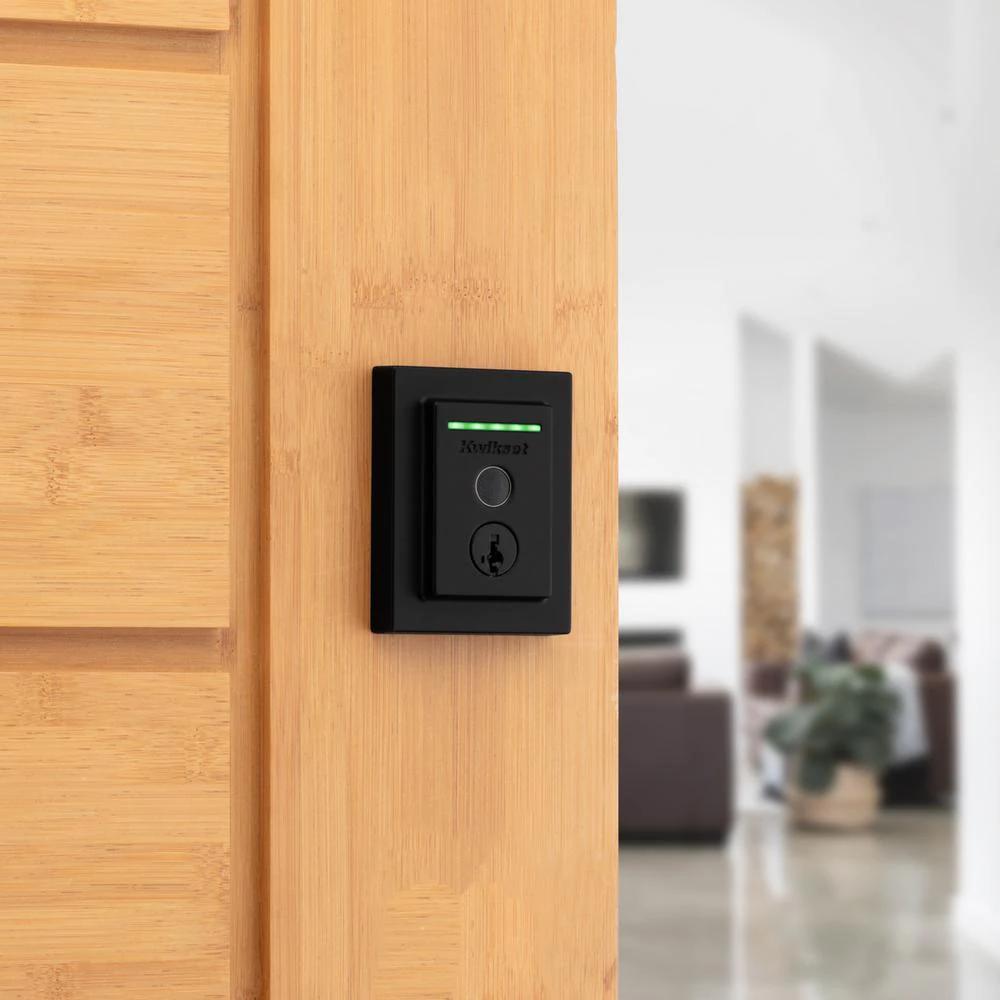 Halo Touch Matte Black Contemporary Fingerprint Wi-Fi Electronic Smart Lock Deadbolt Featuring SmartKey Security