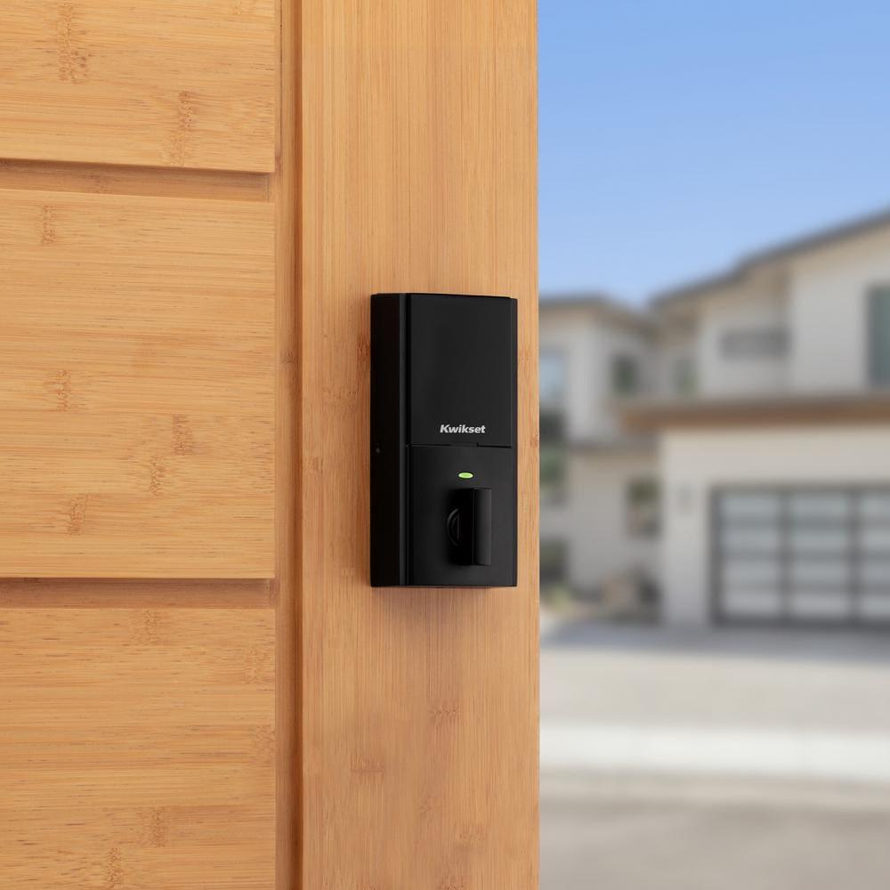 Halo Touch Matte Black Contemporary Fingerprint Wi-Fi Electronic Smart Lock Deadbolt Featuring SmartKey Security